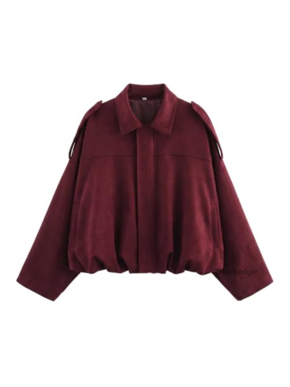 Womens Faux Suede Bomber Jacket Oversized Cropped Batwing Long Sleeve Fall Cute